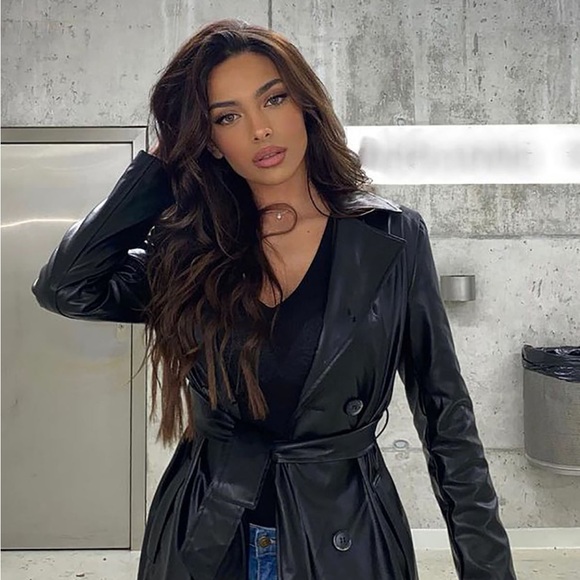 Longline Leather Trench Coat - Picture 2 of 3